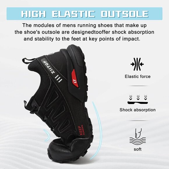 🆕 Men Black Trail Running Hiking Breathable Tennis Cross Training Walking Shoes - Picture 7 of 7